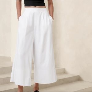 Banana Republic LINEN-BLEND WIDE-LEG CROP PANT XL Color: White